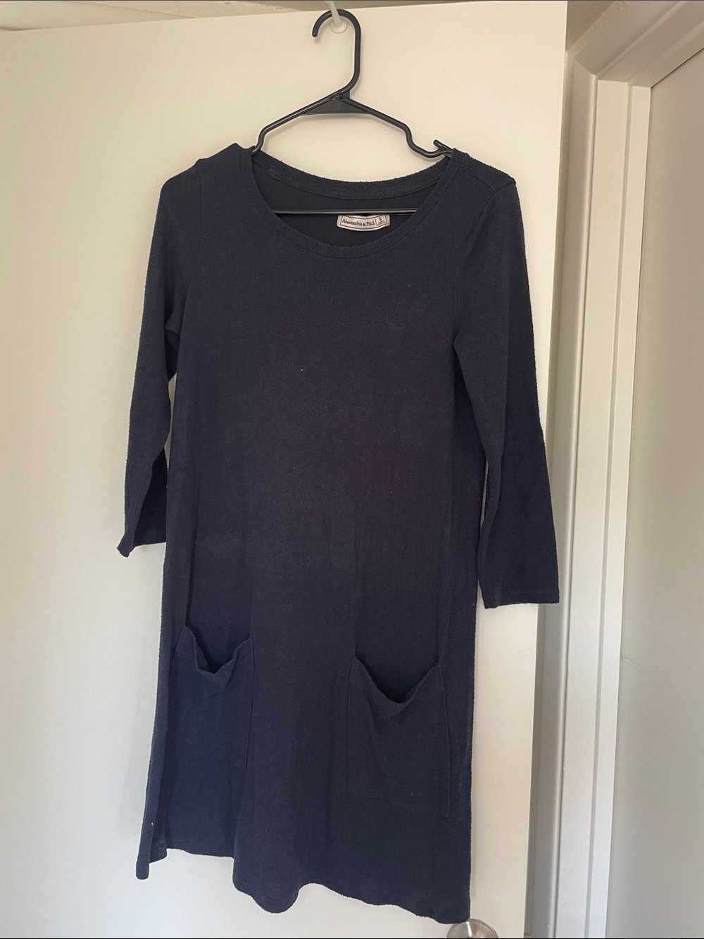 Navy Long-Sleeve Pocket Midi Dress - Abercrombie & Fitch
